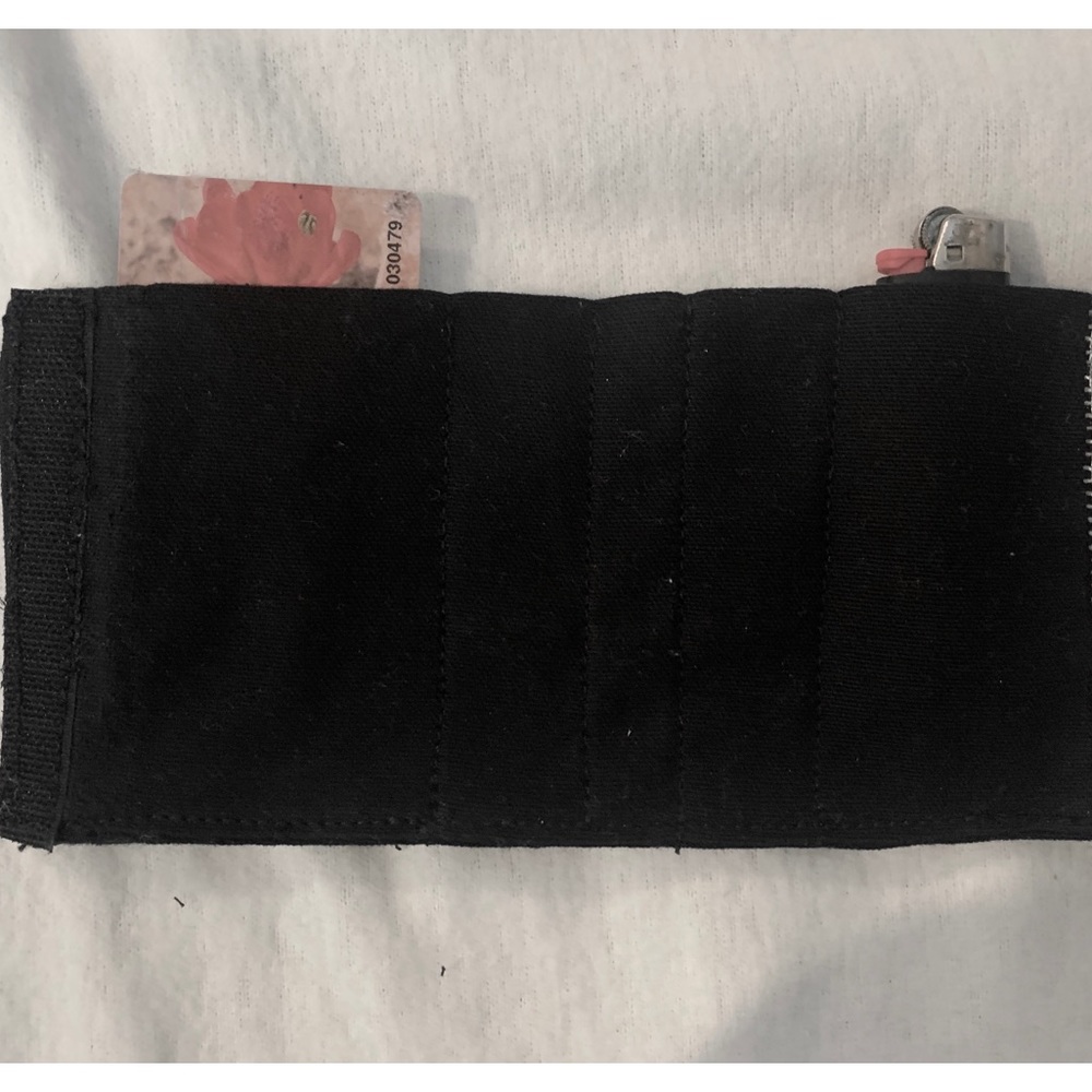 Wrist wallet .Black velvet pewter studded fabric. Custom made. New